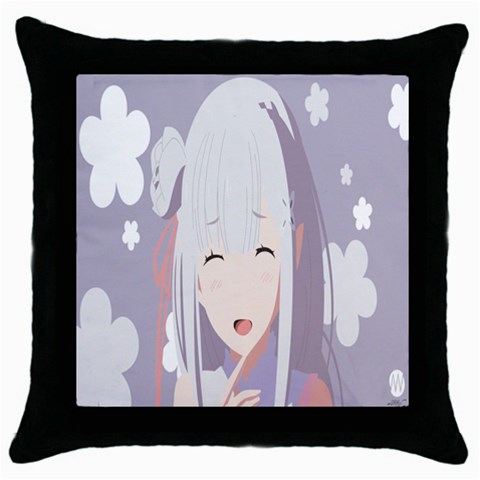 Emilia Rezero Throw Pillow Case (Black) from ArtsNow.com Front