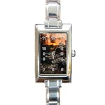 White Flower Rectangle Italian Charm Watch