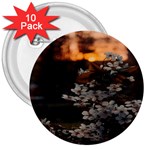 White Flower 3  Buttons (10 pack) 