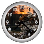 White Flower Wall Clock (Silver)