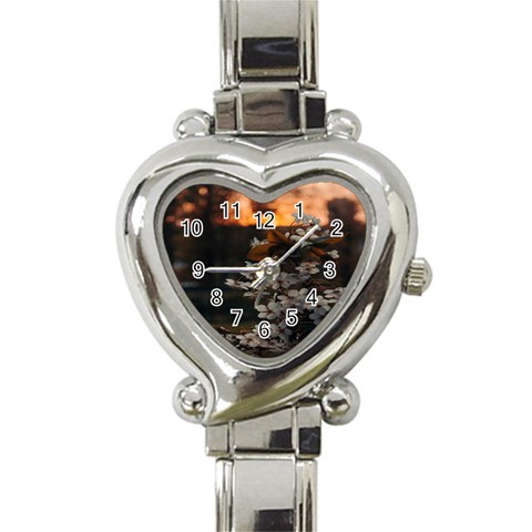 White Flower Heart Italian Charm Watch from ArtsNow.com Front