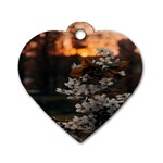 White Flower Dog Tag Heart (Two Sides)