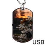 White Flower Dog Tag USB Flash (One Side)