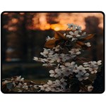 White Flower Two Sides Fleece Blanket (Medium)