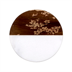 White Flower Classic Marble Wood Coaster (Round) 