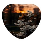 White Flower Heart Glass Fridge Magnet (4 pack)