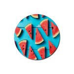 Watermelon Blue Background Rubber Round Coaster (4 pack)