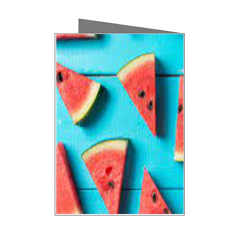 Watermelon Blue Background Mini Greeting Card from ArtsNow.com Right