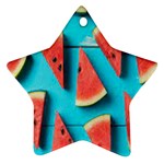 Watermelon Blue Background Star Ornament (Two Sides)