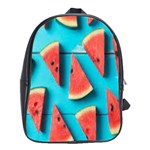 Watermelon Blue Background School Bag (Large)