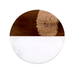 White Flower Classic Marble Wood Coaster (Round) 