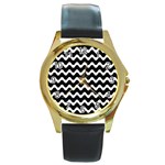 Wave Pattern Wavy Halftone Round Gold Metal Watch