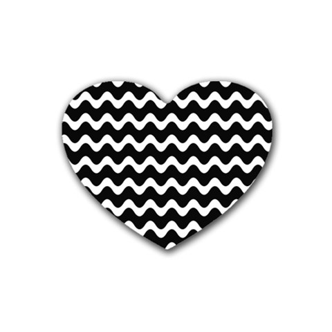 Wave Pattern Wavy Halftone Rubber Coaster (Heart) from ArtsNow.com Front