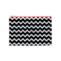 Wave Pattern Wavy Halftone Cosmetic Bag (Medium) from ArtsNow.com Front