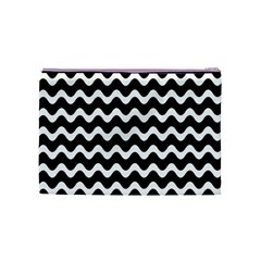 Wave Pattern Wavy Halftone Cosmetic Bag (Medium) from ArtsNow.com Back