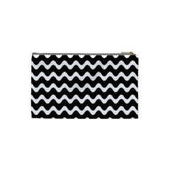 Wave Pattern Wavy Halftone Cosmetic Bag (XS) from ArtsNow.com Back