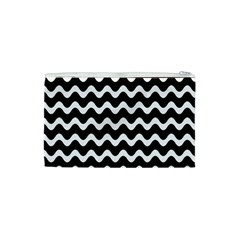 Wave Pattern Wavy Halftone Cosmetic Bag (XS) from ArtsNow.com Back