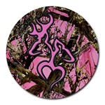 Pink Browning Deer Glitter Camo Camouflage Round Mousepad