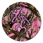 Pink Browning Deer Glitter Camo Camouflage Magnet 5  (Round)