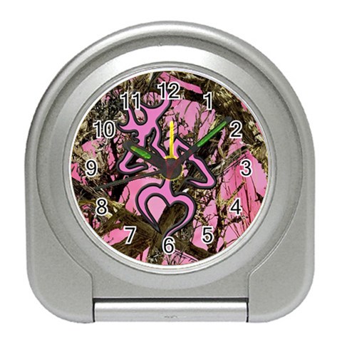 Pink Browning Deer Glitter Camo Camouflage Travel Alarm Clock from ArtsNow.com Front