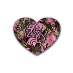 Pink Browning Deer Glitter Camo Camouflage Rubber Heart Coaster (4 pack)