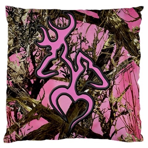 Pink Browning Deer Glitter Camo Camouflage Large Cushion Case (Two Sides) from ArtsNow.com Back