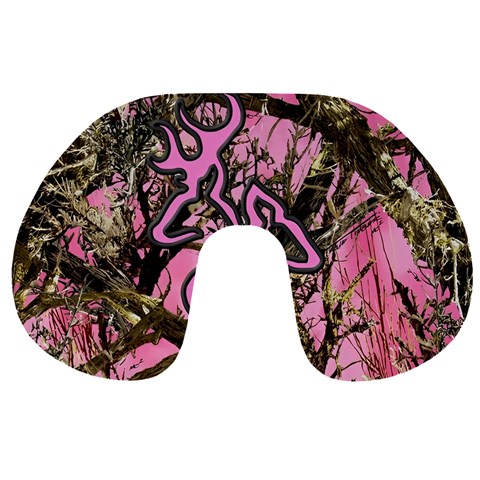 Pink Browning Deer Glitter Camo Camouflage Travel Neck Pillow from ArtsNow.com Back