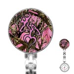 Pink Browning Deer Glitter Camo Camouflage Stainless Steel Nurses Watch