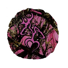 Pink Browning Deer Glitter Camo Camouflage Standard 15  Premium Flano Round Cushions from ArtsNow.com Back