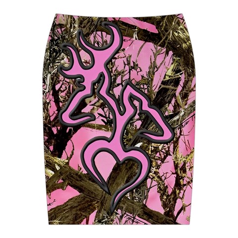 Pink Browning Deer Glitter Camo Camouflage Midi Wrap Pencil Skirt from ArtsNow.com Back