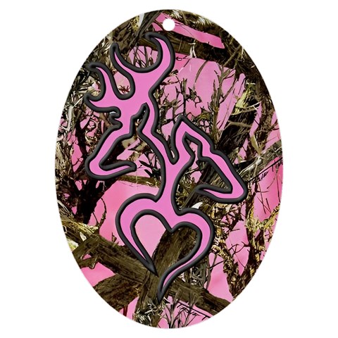 Pink Browning Deer Glitter Camo Camouflage UV Print Acrylic Ornament Oval from ArtsNow.com Front