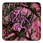 Pink Browning Deer Glitter Camo Camouflage Square Glass Fridge Magnet (4 pack)