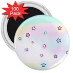 Stars Cute Pastel Pattern Rainbow 3  Magnets (100 pack)