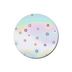 Stars Cute Pastel Pattern Rainbow Rubber Coaster (Round)