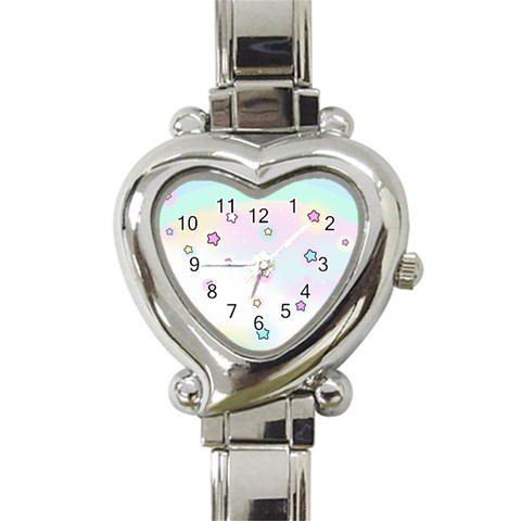 Stars Cute Pastel Pattern Rainbow Heart Italian Charm Watch from ArtsNow.com Front