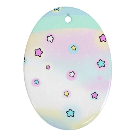 Stars Cute Pastel Pattern Rainbow Oval Ornament (Two Sides) from ArtsNow.com Front