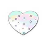 Stars Cute Pastel Pattern Rainbow Rubber Coaster (Heart)