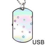 Stars Cute Pastel Pattern Rainbow Dog Tag USB Flash (One Side)