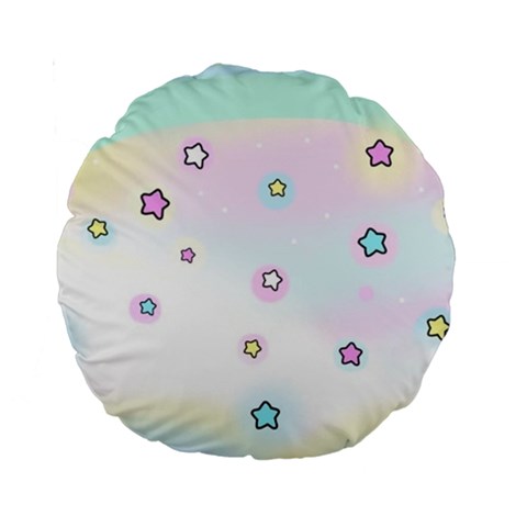 Stars Cute Pastel Pattern Rainbow Standard 15  Premium Round Cushions from ArtsNow.com Back