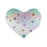 Stars Cute Pastel Pattern Rainbow Standard 16  Premium Heart Shape Cushions