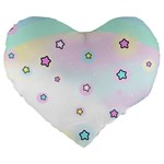 Stars Cute Pastel Pattern Rainbow Large 19  Premium Heart Shape Cushions