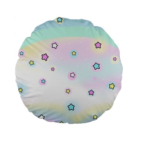 Stars Cute Pastel Pattern Rainbow Standard 15  Premium Flano Round Cushions from ArtsNow.com Back