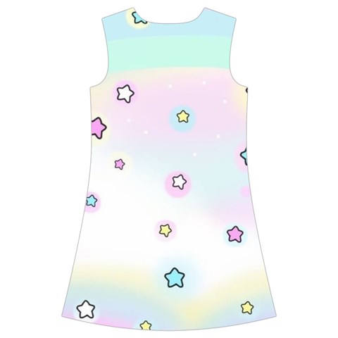 Stars Cute Pastel Pattern Rainbow Kids  Short Sleeve Velvet Dress from ArtsNow.com Back