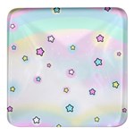 Stars Cute Pastel Pattern Rainbow Square Glass Fridge Magnet (4 pack)