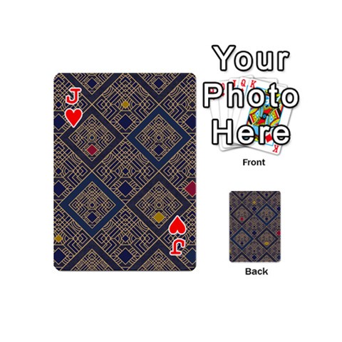 Jack Pattern Seamless Antique Luxury Playing Cards 54 Designs (Mini) from ArtsNow.com Front - HeartJ