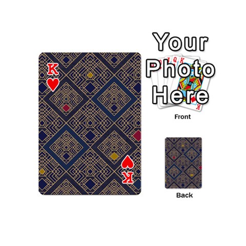 King Pattern Seamless Antique Luxury Playing Cards 54 Designs (Mini) from ArtsNow.com Front - HeartK