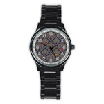 Pattern Seamless Antique Luxury Stainless Steel Round Watch