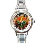 Grateful Steal Your Face Deadhead Hippie Logo Symbol Round Italian Charm Watch