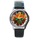 Grateful Steal Your Face Deadhead Hippie Logo Symbol Round Metal Watch