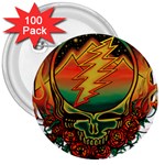 Grateful Steal Your Face Deadhead Hippie Logo Symbol 3  Buttons (100 pack) 